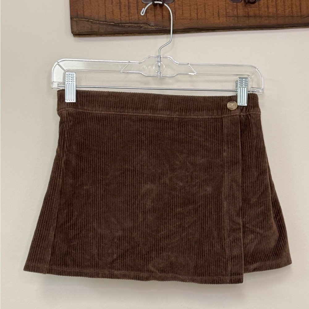 Abercrombie Kids: Girls Brown Corduroy Faux Wrap Mini Skirt, Size 9/10